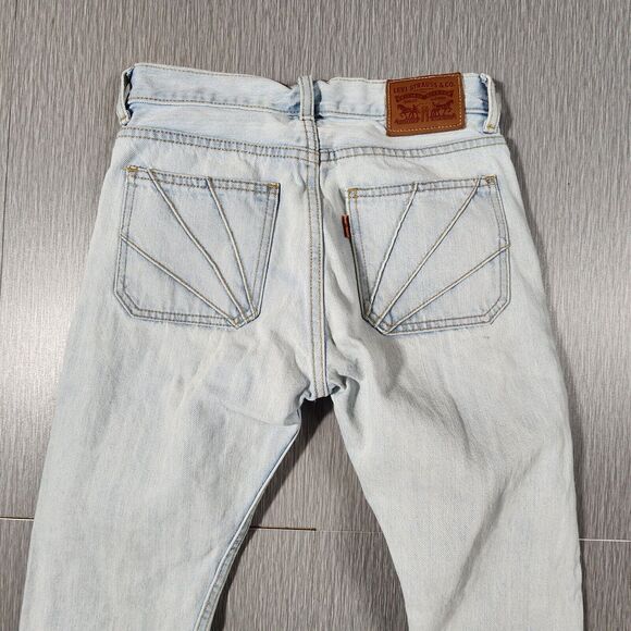 Levi's Orange Tab Slim Leg Light Wash Jeans Frayed Hem Womens Size 24 - Picture 9 of 13